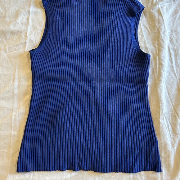 August Silk Petite Small PS Ladies Tank Navy Blue Top 32% Silk - Picture 4 of 9